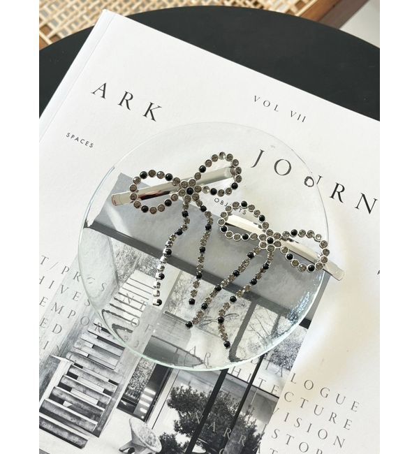 CALNAMUR「PEARL BIJOU RIBBON PIN/パールビジューリボンピン」|その他|ブラック