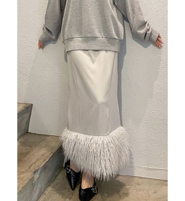 RESEXXY「フェイクファーナロースカート」|スカート|ライトグレー