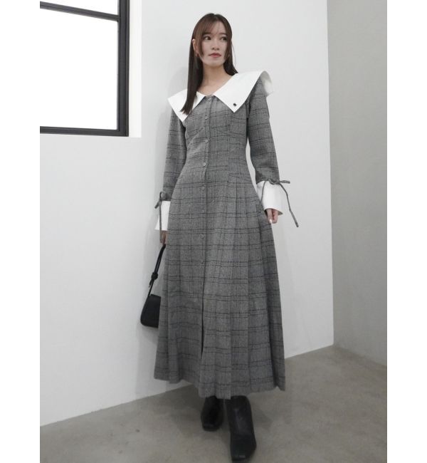 dazzlin「【POLO BCS コラボ】ビッグカラーサイドプリーツワンピース」|ワンピース|