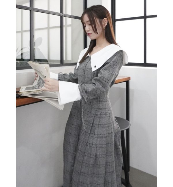 dazzlin「【POLO BCS コラボ】ビッグカラーサイドプリーツワンピース」|ワンピース|