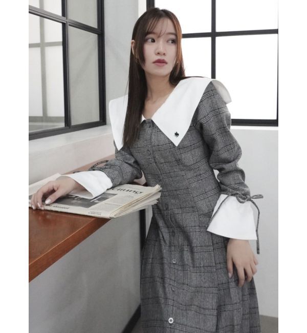 dazzlin「【POLO BCS コラボ】ビッグカラーサイドプリーツワンピース」|ワンピース|