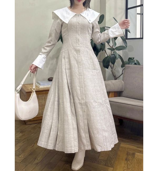 dazzlin「【POLO BCS コラボ】ビッグカラーサイドプリーツワンピース」|ワンピース|