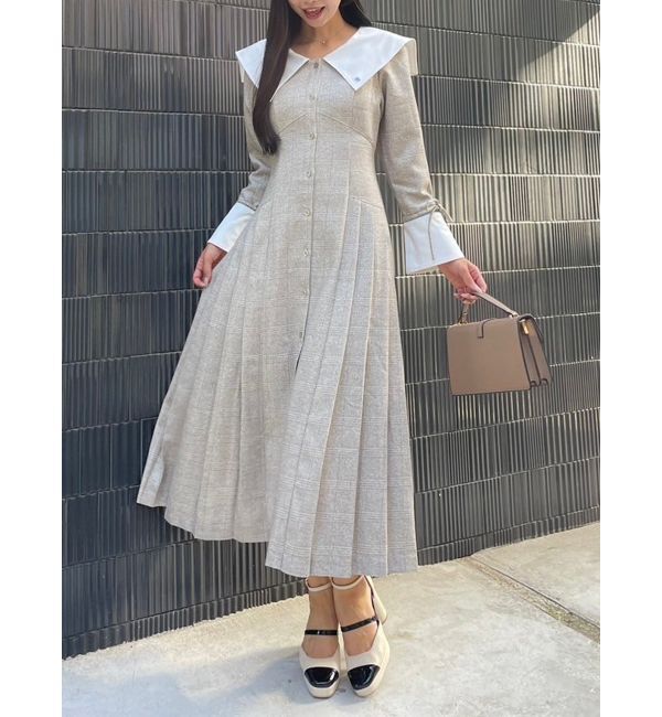 dazzlin「【POLO BCS コラボ】ビッグカラーサイドプリーツワンピース」|ワンピース|