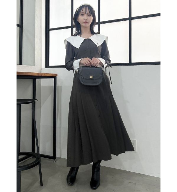 dazzlin「【POLO BCS コラボ】ビッグカラーサイドプリーツワンピース」|ワンピース|