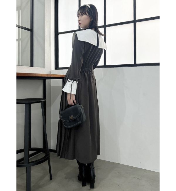 dazzlin「【POLO BCS コラボ】ビッグカラーサイドプリーツワンピース」|ワンピース|