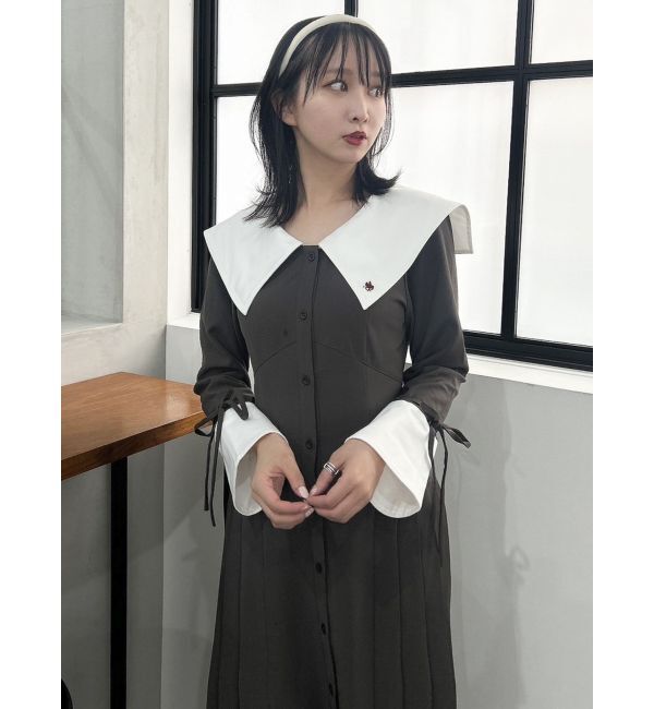 dazzlin「【POLO BCS コラボ】ビッグカラーサイドプリーツワンピース」|ワンピース|