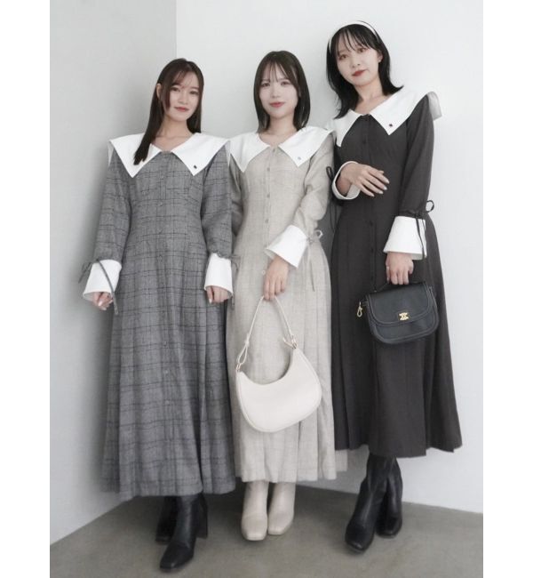 dazzlin「【POLO BCS コラボ】ビッグカラーサイドプリーツワンピース」|ワンピース|