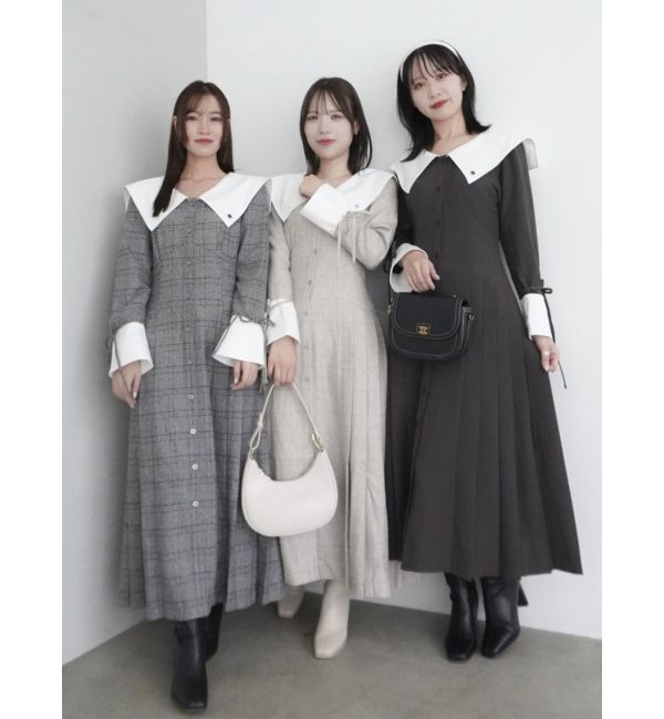 dazzlin「【POLO BCS コラボ】ビッグカラーサイドプリーツワンピース」|ワンピース|