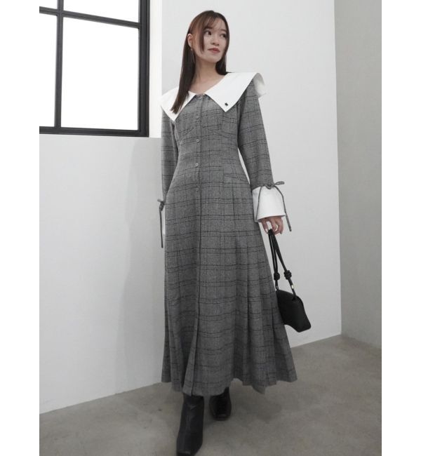 dazzlin「【POLO BCS コラボ】ビッグカラーサイドプリーツワンピース」|ワンピース|