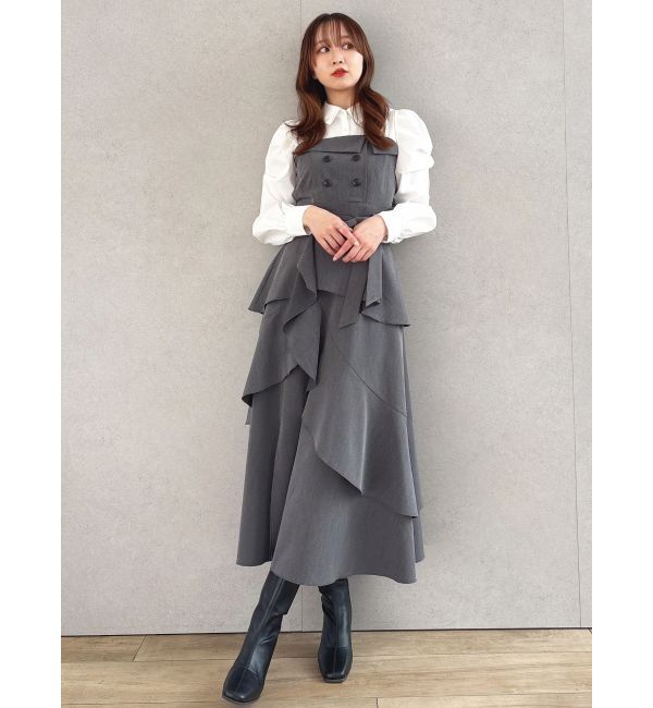 dazzlin「アシメフリルシャツレイヤードトレンチワンピース」|ワンピース|