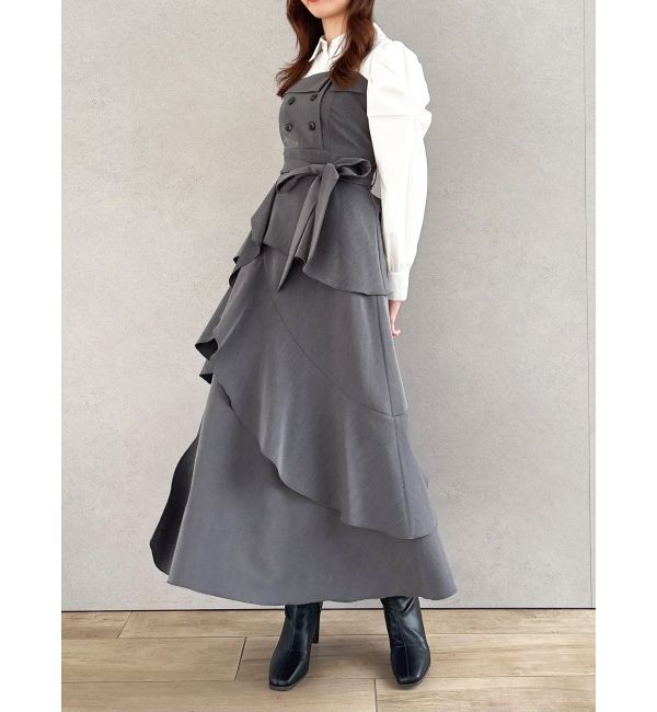 dazzlin「アシメフリルシャツレイヤードトレンチワンピース」|ワンピース|