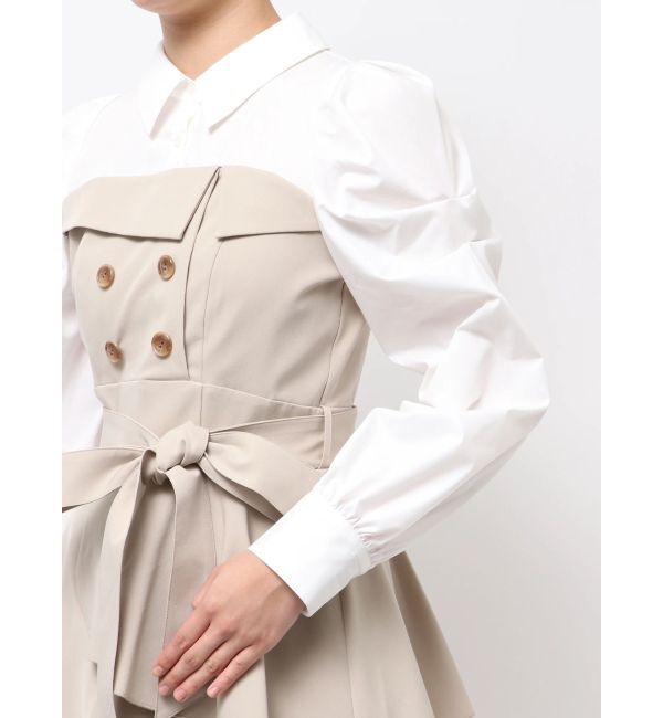 dazzlin「アシメフリルシャツレイヤードトレンチワンピース」|ワンピース|