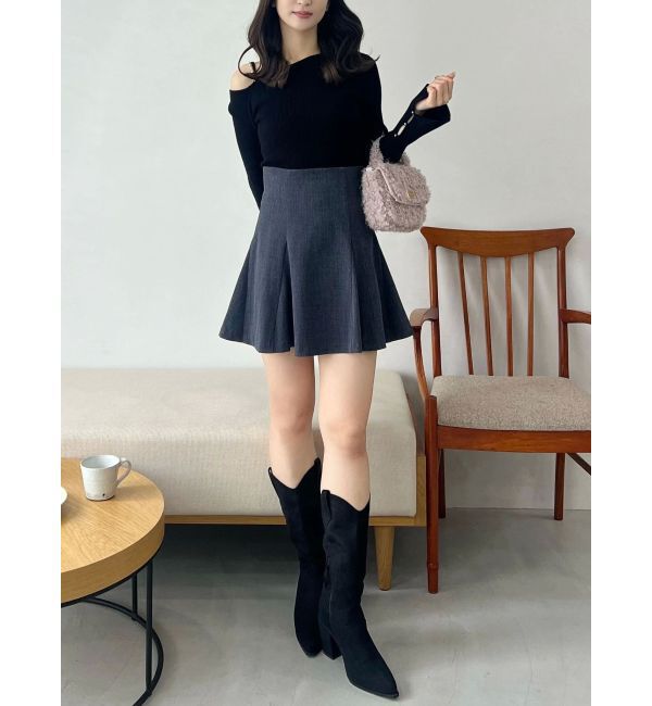 MERCURYDUO「アシメパールチェーンワンショルニット」|ニット・セーター|