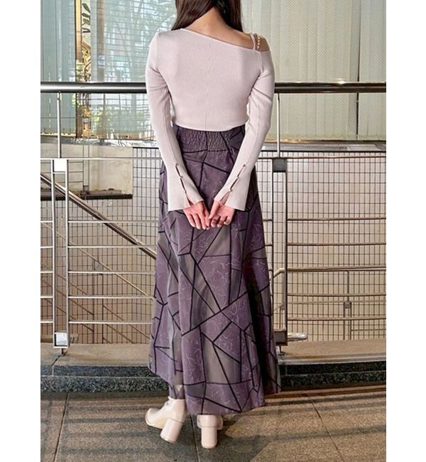 MERCURYDUO「アシメパールチェーンワンショルニット」|ニット・セーター|