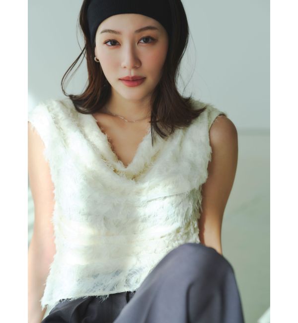 LAGUNAMOON「カットジャガードドレープブラウス」|シャツ・ブラウス|