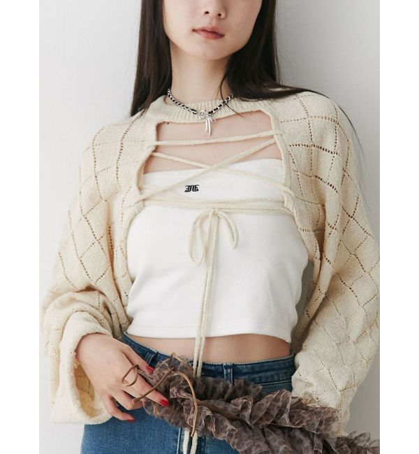jouetie「2wayレースアップクロップドニット」|ニット・セーター|