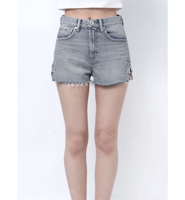 GYDA「ハイウエストSIDE RINGデニムショートパンツ」|デニム|