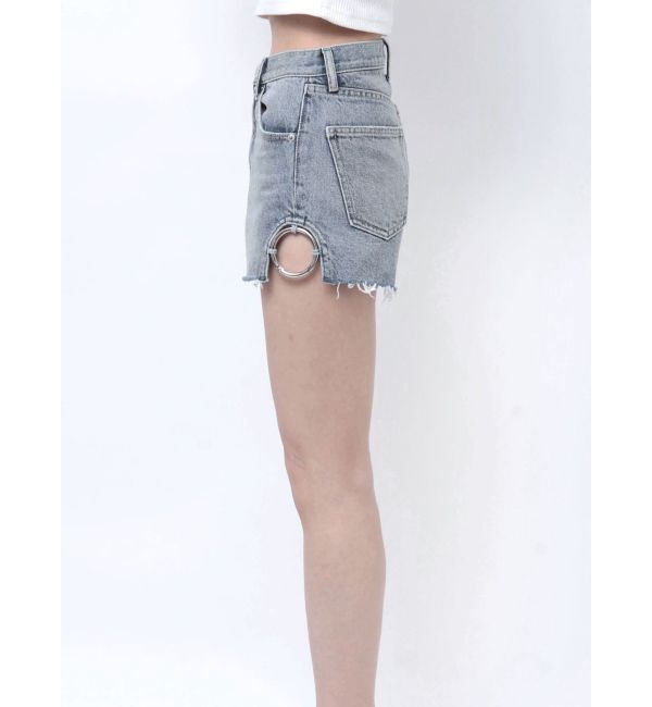 GYDA「ハイウエストSIDE RINGデニムショートパンツ」|デニム|
