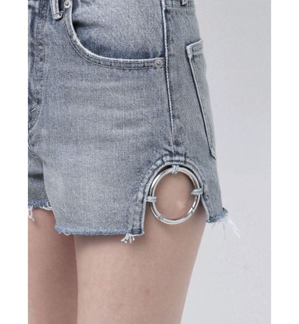 GYDA「ハイウエストSIDE RINGデニムショートパンツ」|デニム|