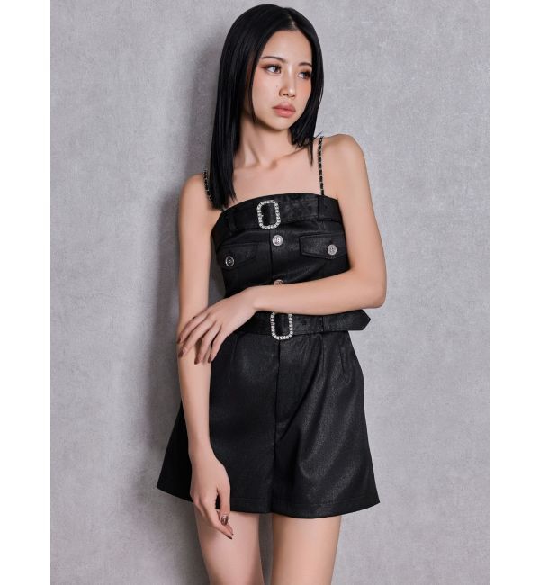 GYDA「W BELT GLITTERロンパース」|ワンピース|