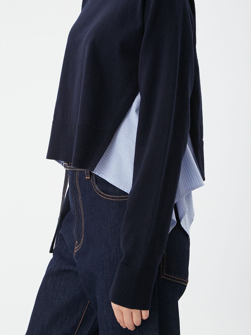 Mila Owen「カシミヤコットンストライプドッキングニット」|ニット・セーター|