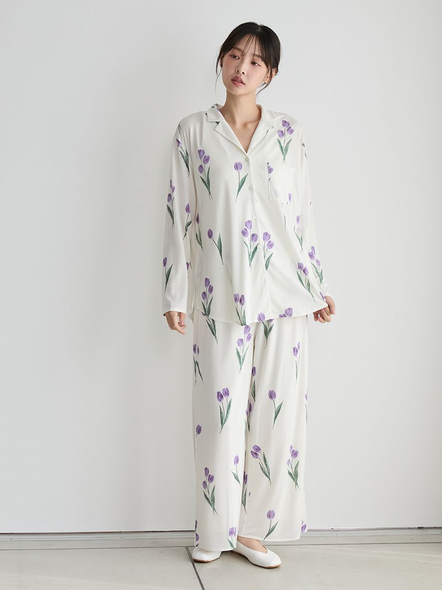gelato pique「チューリップ柄シャツ」|ルームウェア|