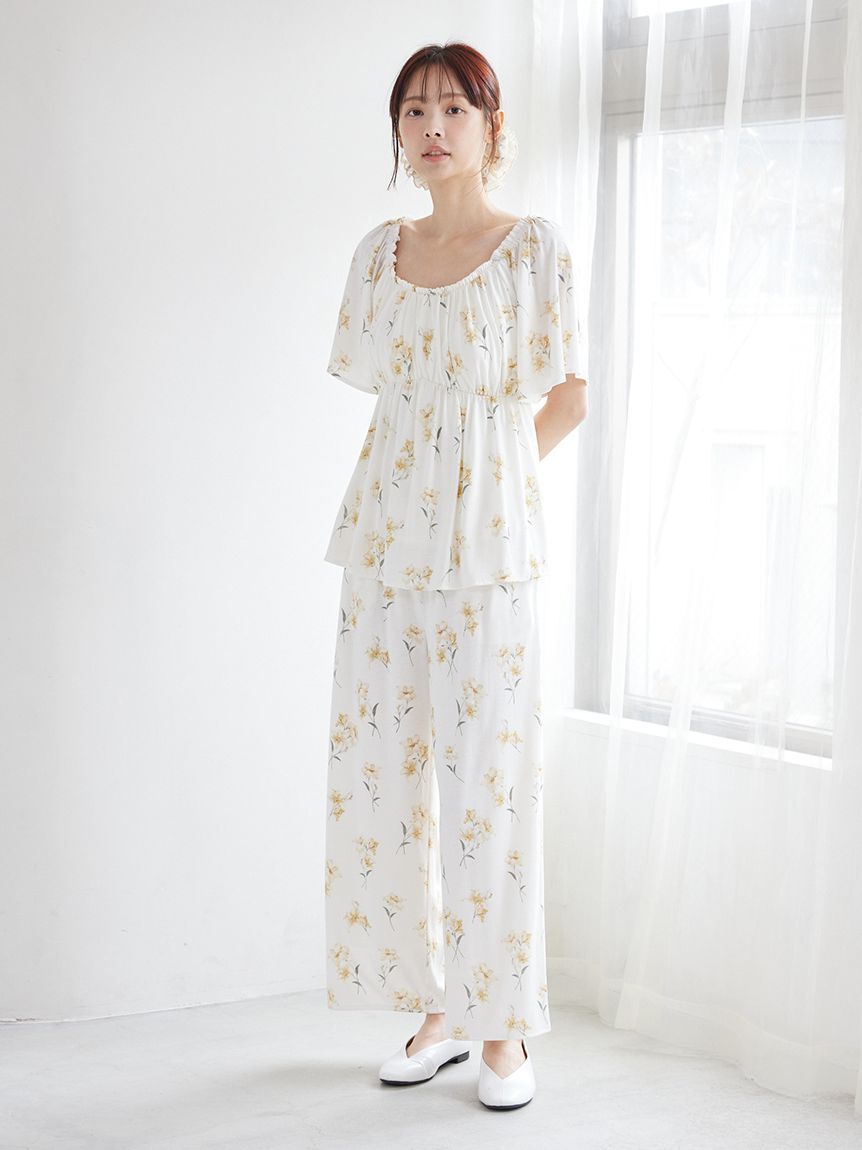 gelato pique「【母の日】フラワー柄ロングパンツ」|ルームウェア|