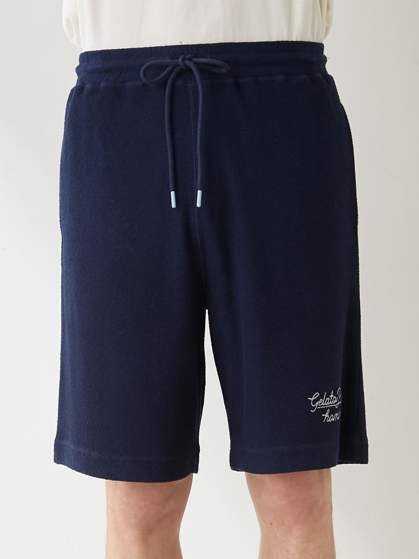 GELATO PIQUE HOMME「【ONLINE限定】【HOMME】【接触冷感】パイルワンポイントロゴ刺繍プルオーバー&ハーフパンツセット」|ルームウェア|