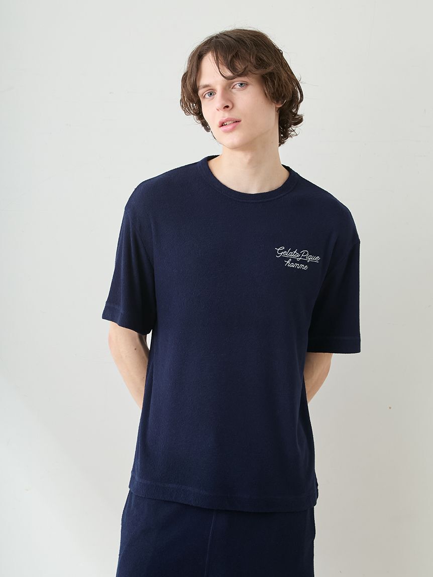 GELATO PIQUE HOMME「【ONLINE限定】【HOMME】【接触冷感】パイルワンポイントロゴ刺繍プルオーバー&ハーフパンツセット」|ルームウェア|