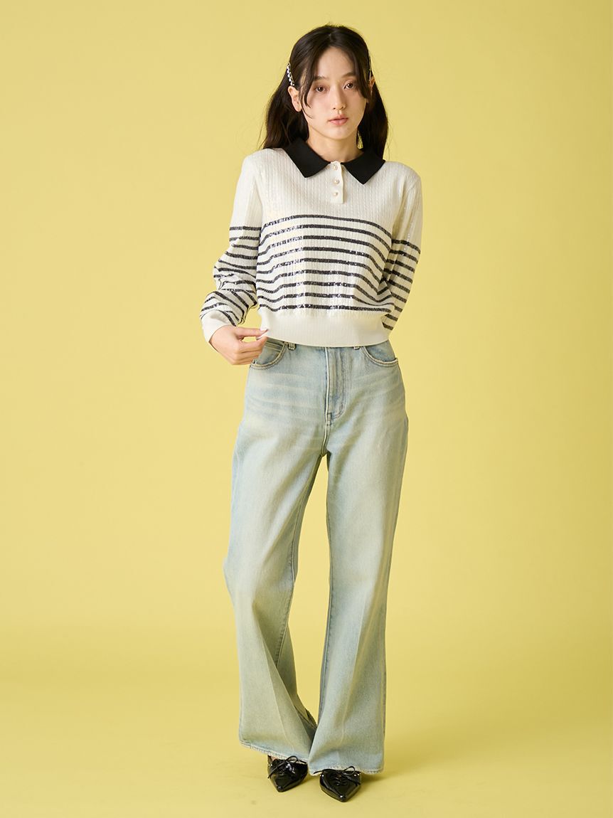 LILY BROWN「【WEB限定00サイズ】ストレッチセミフレアデニムパンツ」|デニム|