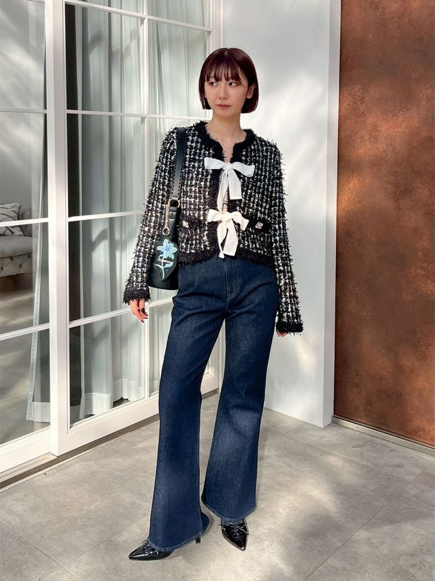 LILY BROWN「【WEB限定00サイズ】ストレッチセミフレアデニムパンツ」|デニム|