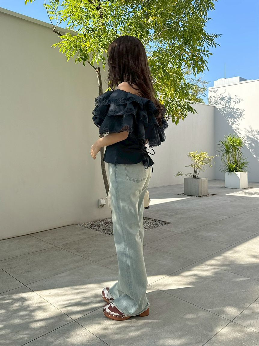 LILY BROWN「【WEB限定00サイズ】ストレッチセミフレアデニムパンツ」|デニム|