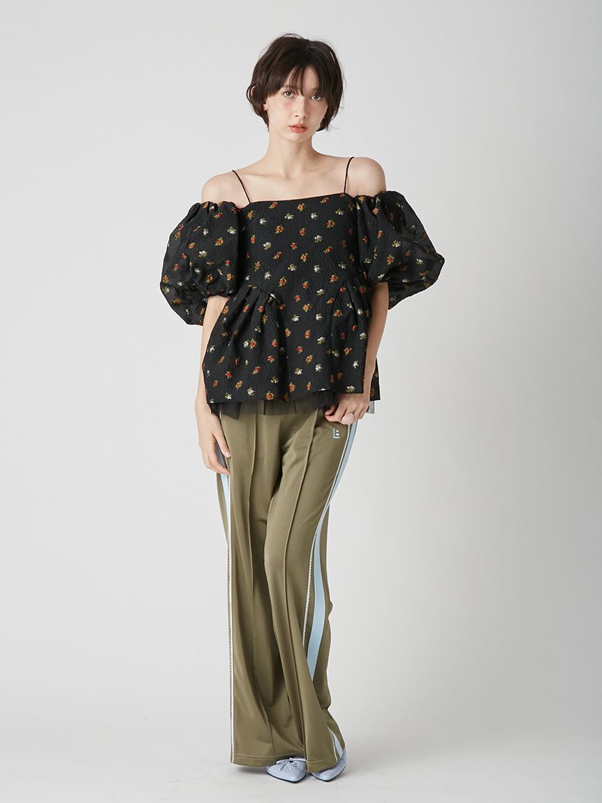 LILY BROWN「ピコレースフレアトラックパンツ」|チノ|