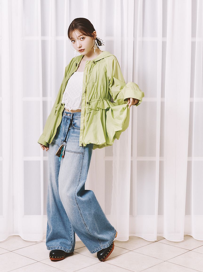 LILY BROWN「【UVカット】撥水ペプラムシアーブルゾン」|ブルゾン・スタジャン|