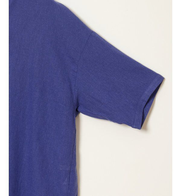 Lbc with Life「リネンコットンバンドカラー半袖シャツ」|シャツ・ブラウス|