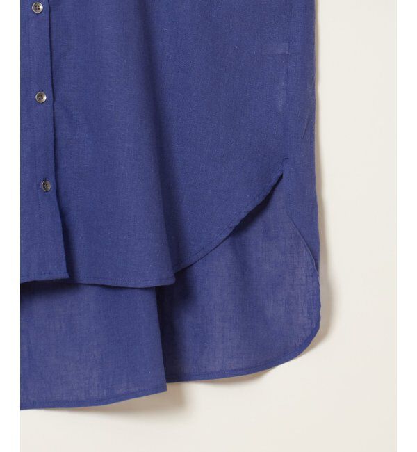 Lbc with Life「リネンコットンバンドカラー半袖シャツ」|シャツ・ブラウス|