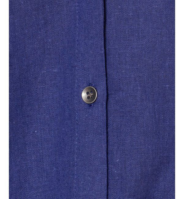 Lbc with Life「リネンコットンバンドカラー半袖シャツ」|シャツ・ブラウス|