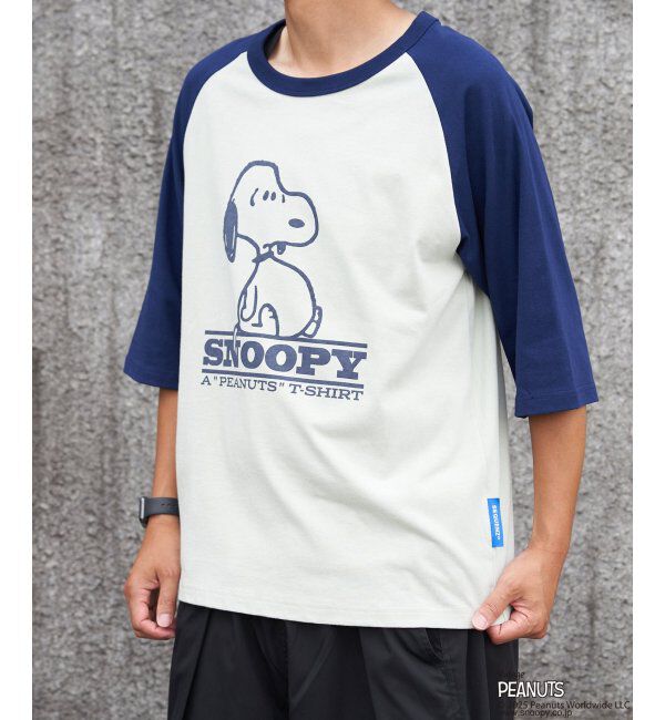 VENCE share style「PEANUTS ピーナッツ SNOOPY スヌーピー TP ビンテージラグランTシャツ」|Tシャツ・カットソー|ネイビーブルー