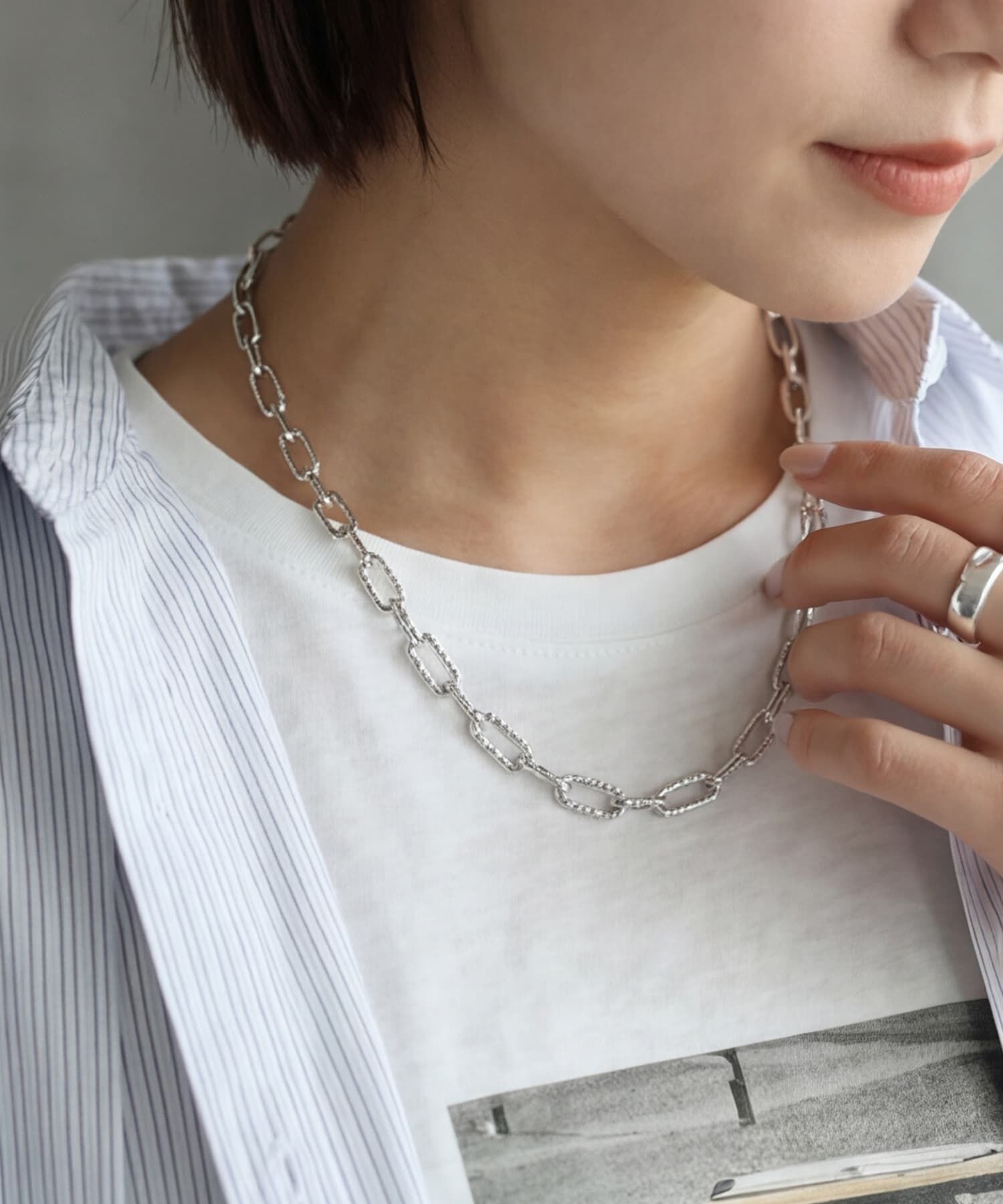 STYLE DELI「42cm表面加工リングチェーンネックレス」|ネックレス|シルバー