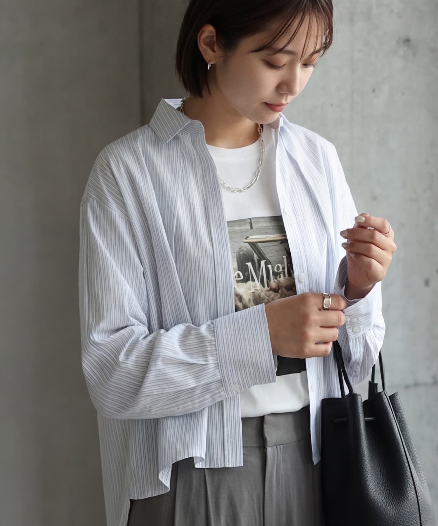 STYLE DELI「42cm表面加工リングチェーンネックレス」|ネックレス|