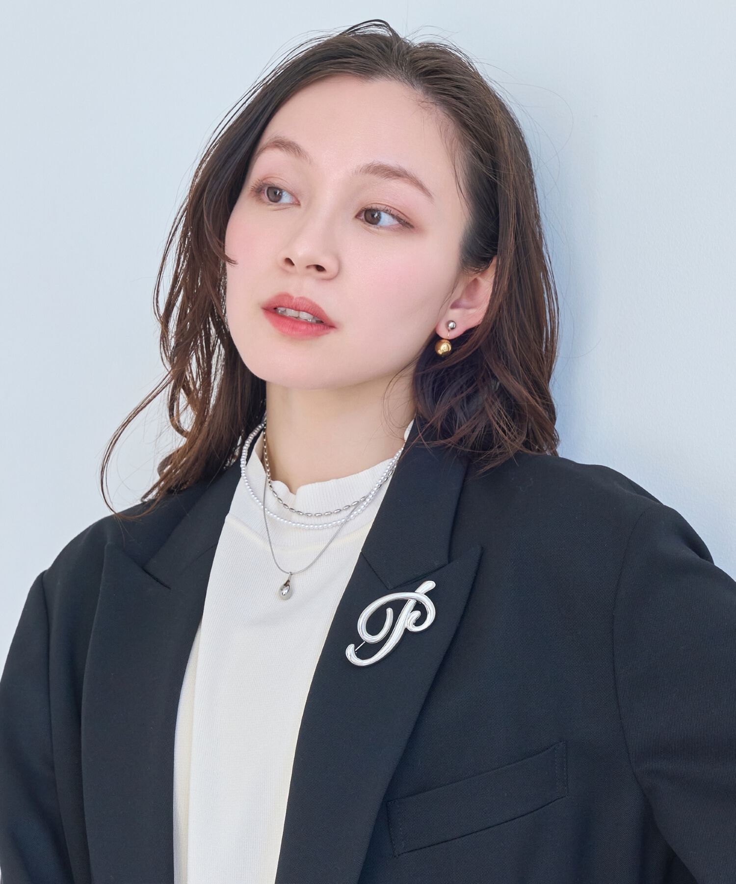 Phoebe「ニュアンスメタルブローチ　シルバー」|ブローチ・コサージュ|