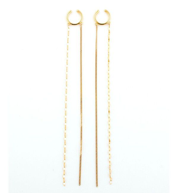 Jouete「ダブルフェイスイヤリング ロングチェーン」|イヤリング|イエローゴールド