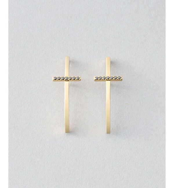 Jouete「[ウェアピアス] ジルコニア クロス」|ピアス|イエローゴールド
