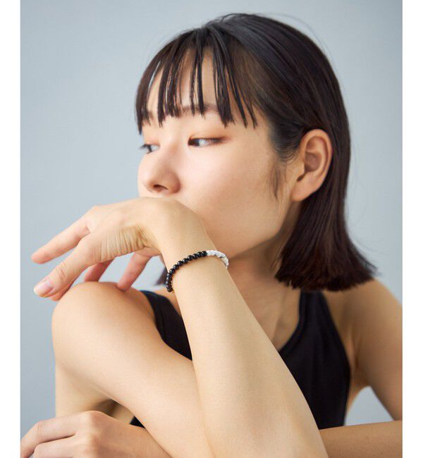 Jouete「[スライドブレス] ブラックカルセドニー&times;マグネサイト」|ブレスレット・バングル|