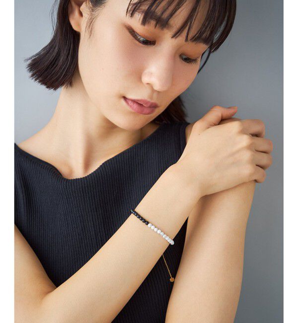 Jouete「[スライドブレス] ブラックカルセドニー&times;マグネサイト」|ブレスレット・バングル|