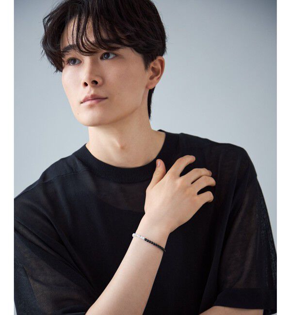 Jouete「[スライドブレス] ブラックカルセドニー&times;マグネサイト」|ブレスレット・バングル|