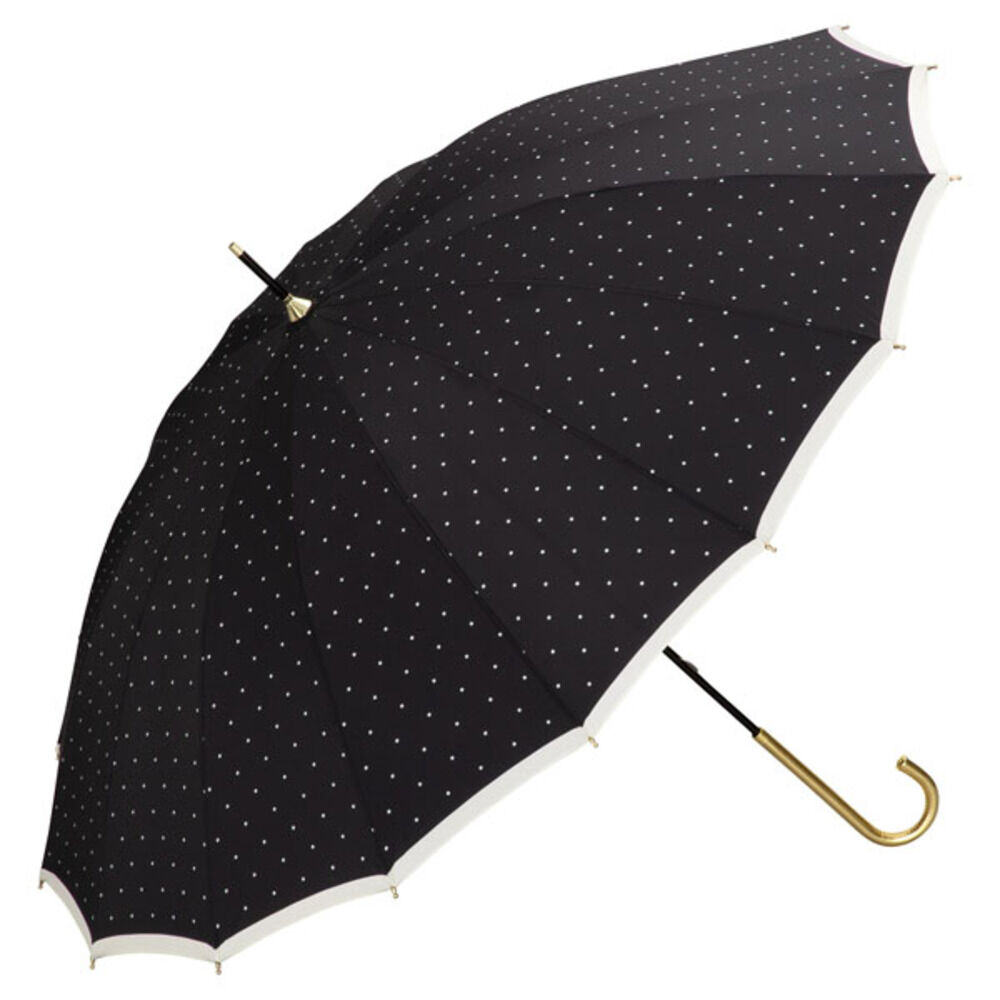 BACKYARD FAMILY「雨傘 長傘 レディース 通販 傘 長雨傘 手開き 55cm 16本骨 晴雨兼用 紫外線対策」|傘|ブラック1