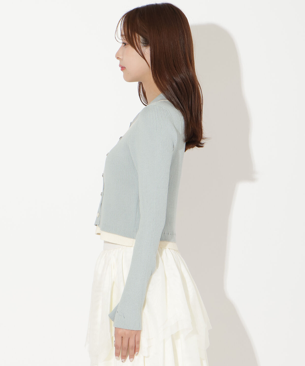 アンドクチュール「襟付きレイヤード風カーディガン」|カーディガン|