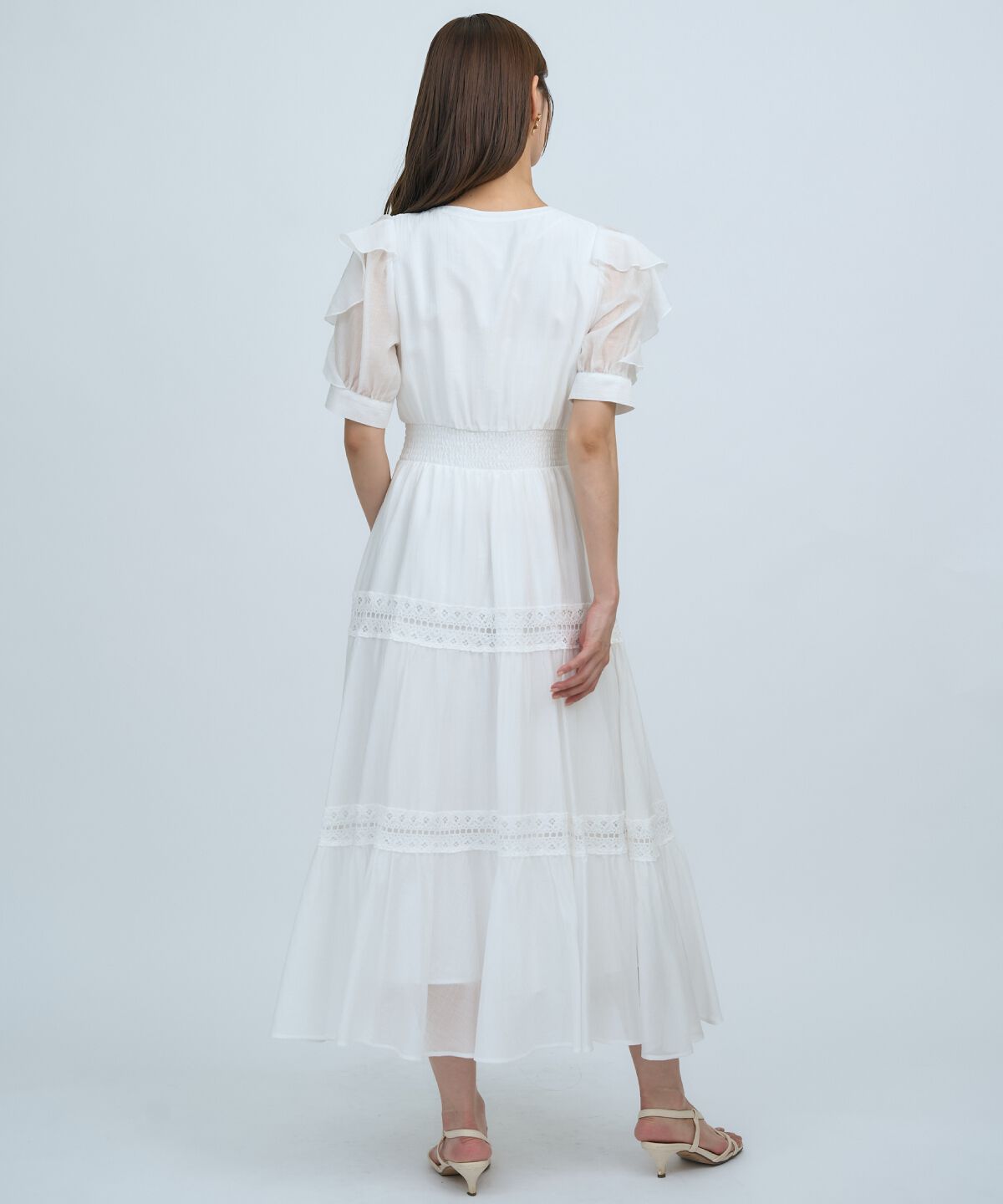 アンドクチュール「フリルスリーブレースティアードワンピース」|ワンピース|