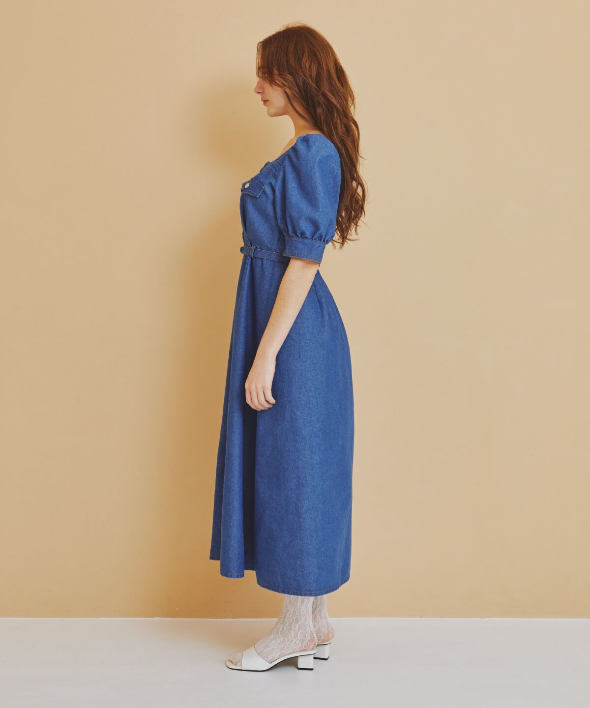 REDYAZEL「フロントジップスクエアネックフレアワンピース」|ワンピース|